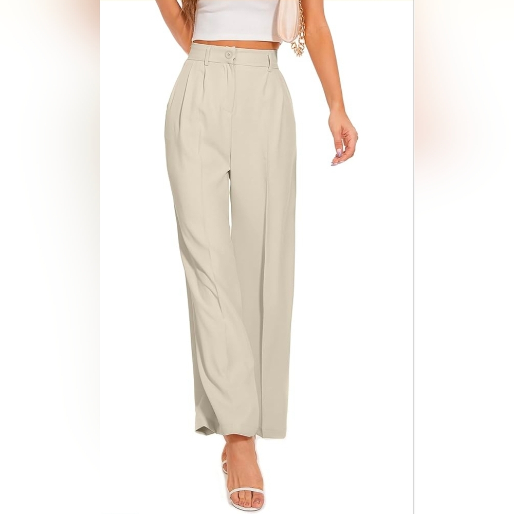 NWT, FUNYYZO Wide Leg Work Trousers Women's High Elastic Waisted in The Back